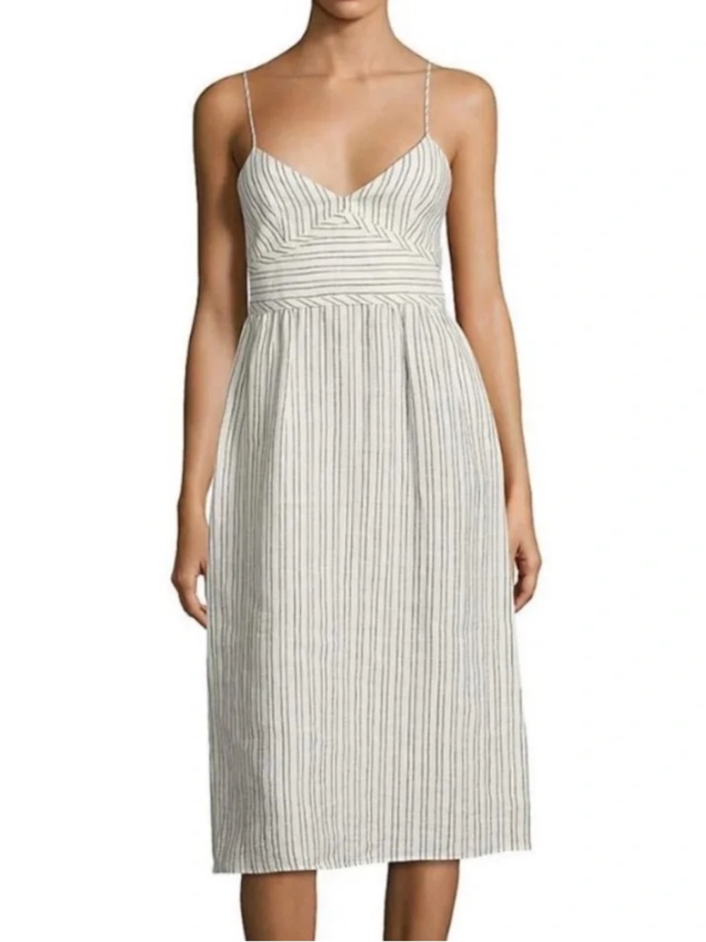 Theory Melaena B Narrow Pin Striped 100% Linen Sun Dress Size 2